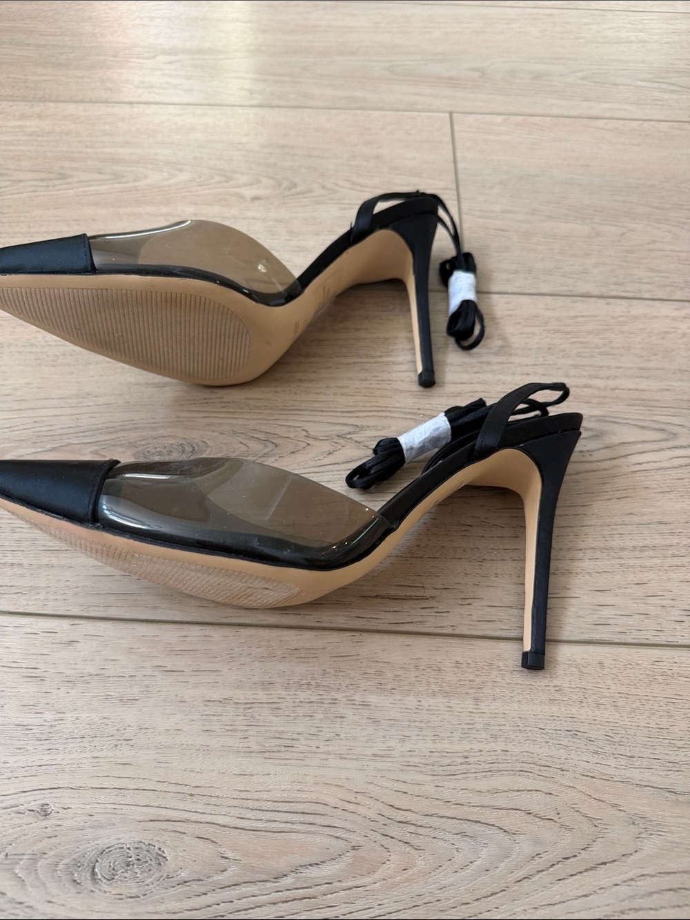 Nine West Black Pointed-Toe Clear Slingback Stilettos - Picture 3 of 3